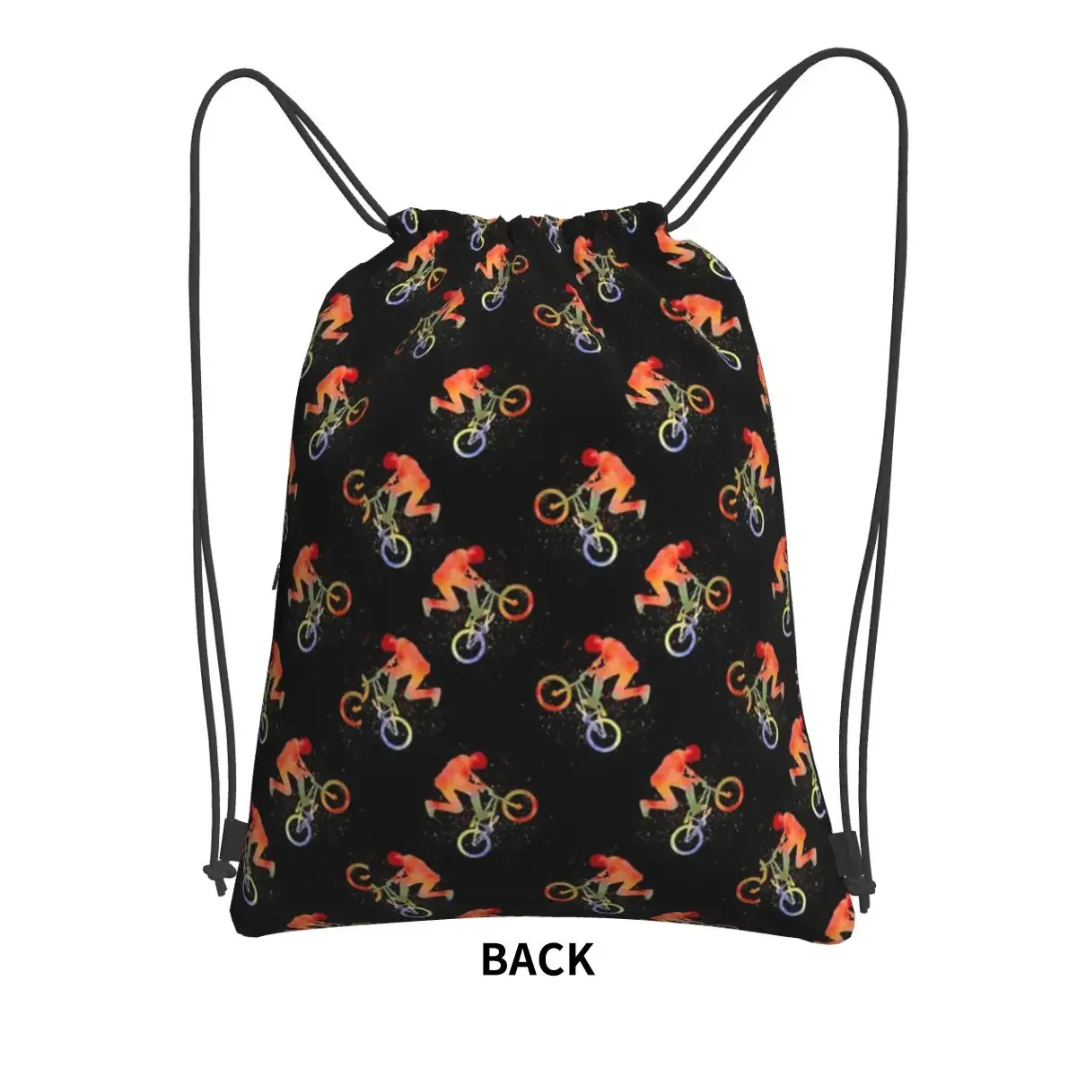 BMX Watercolor On Black Portable Backpacks Drawstring Bag Casual Drawstring Bundle Pocket Shoes Bags For School Students