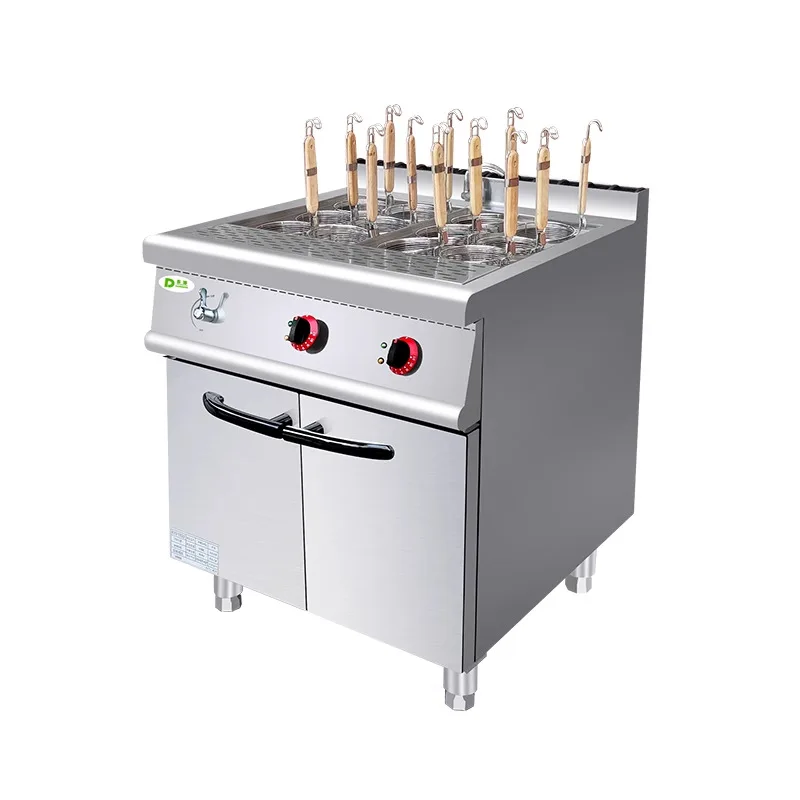 Commercial 12 Head Electric Gas Noodle Cooker Pasta Boiler with Cabinet Multifunctional for Restaurants