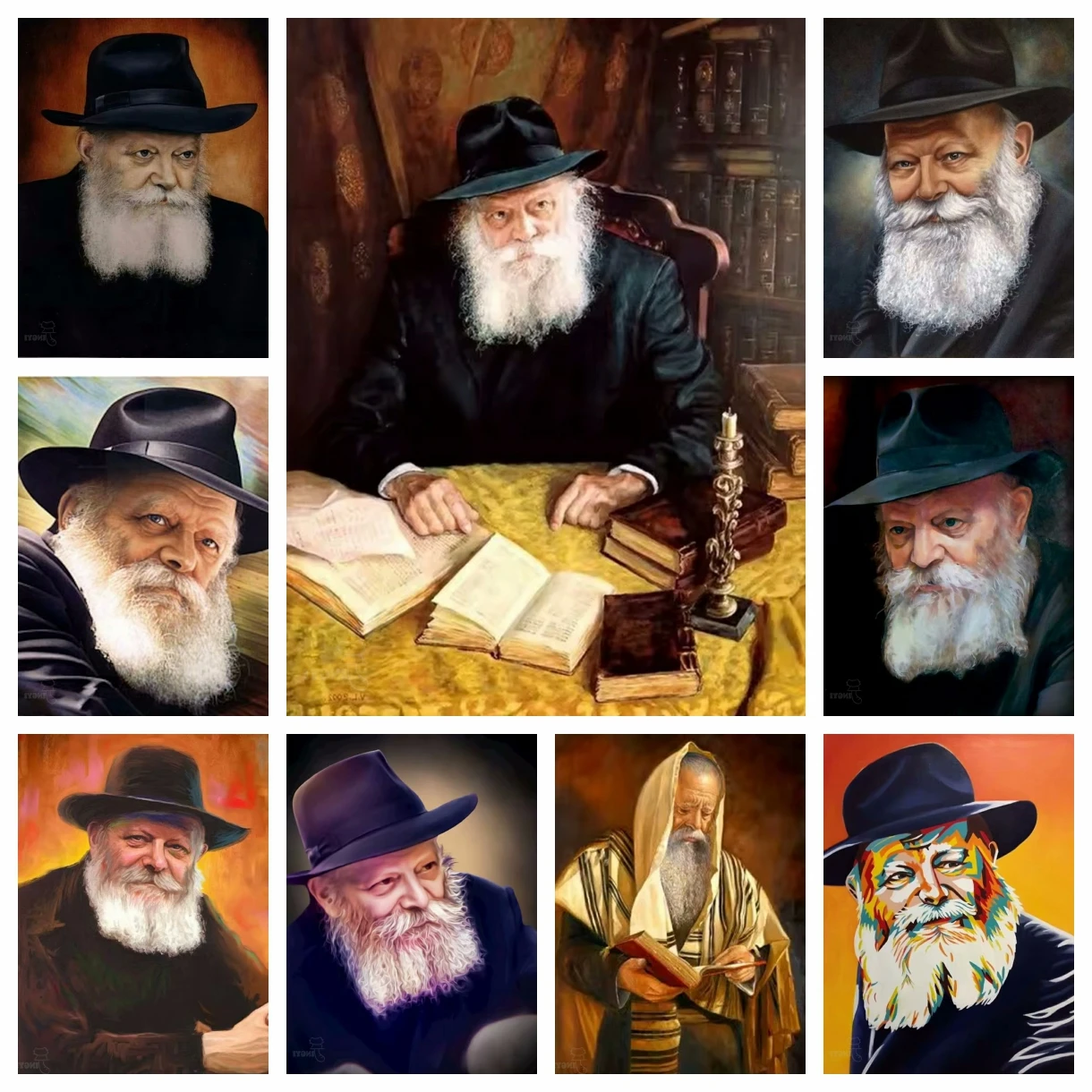 Jewish Rabbi Lubavitch Chabad Rebbe Torah Full Diamond Painting Kits Mosaic Portrait Art Cross Stitch Embroidery Home Decor