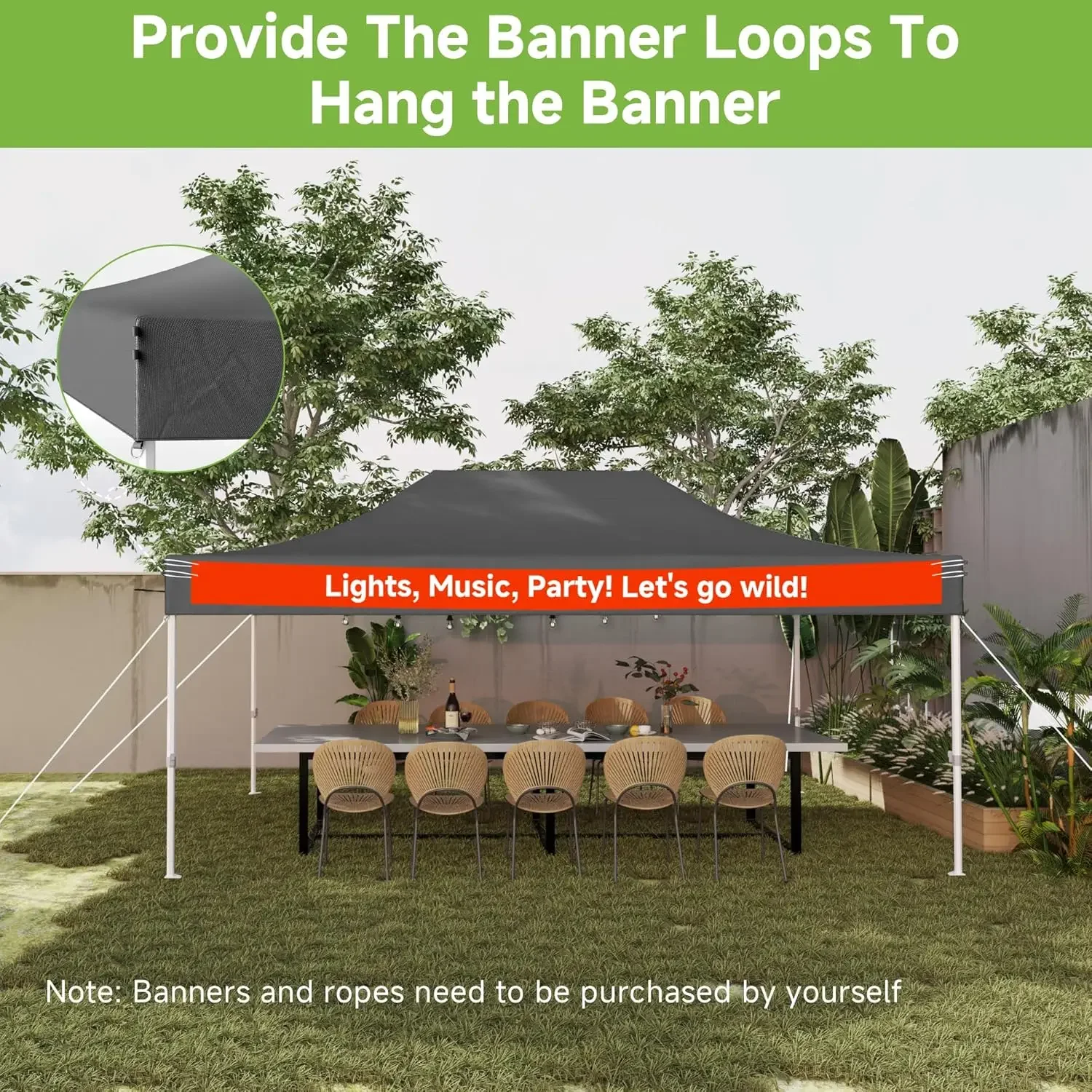 10x15ft فناء سهل الإعداد المنبثقة المظلة التجارية الثقيلة، خيمة المظلة للمناسبات الخارجية المأوى المحمولة الفورية #6