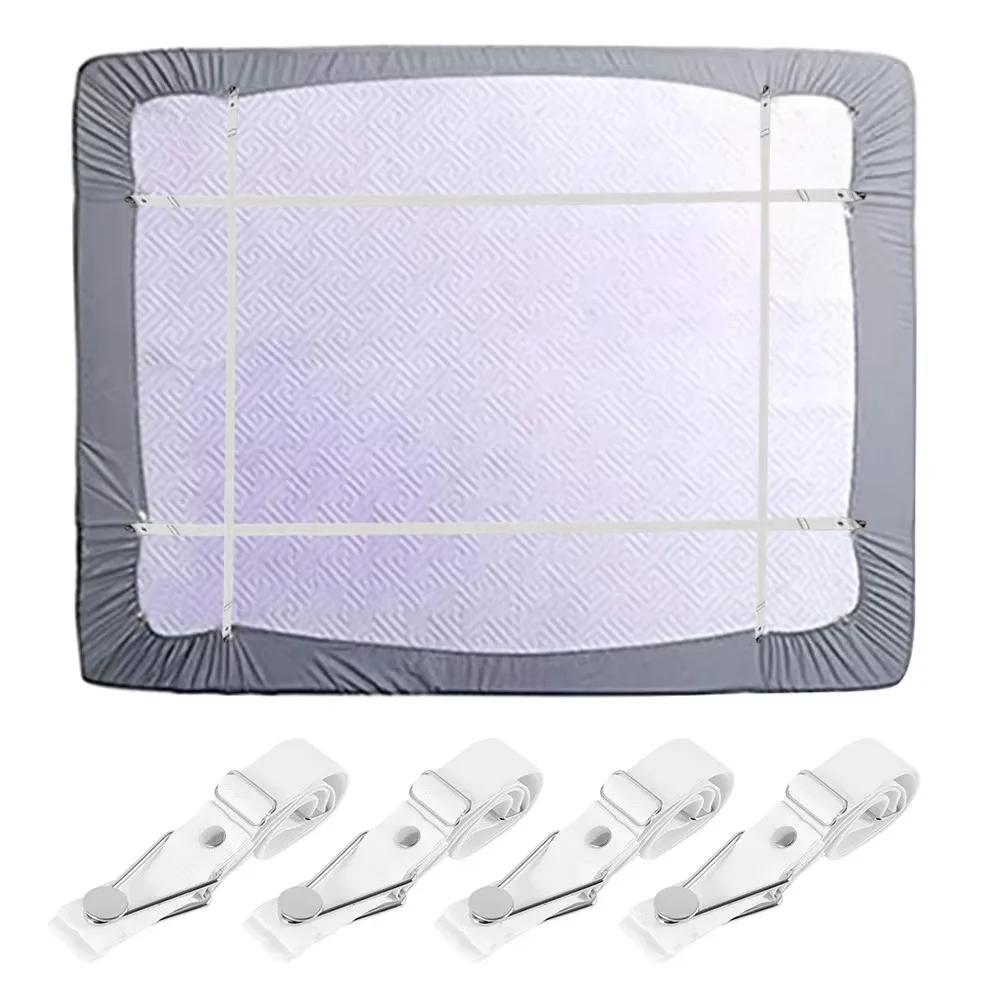 4Pcs Elastic Bed Sheet Holder Straps Multifunctional Resistant Belt Adjustable Bed Sheet Clips Durable Fastener Straps