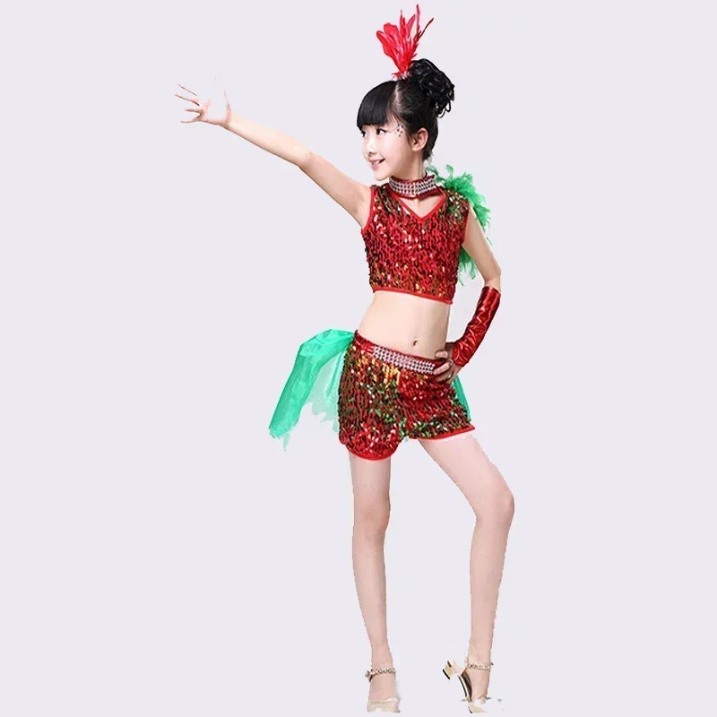 

New Children's Costumes Girl Jazz Dance Sequins Costumes Hip-Hop Modern Dance Costume Children Hip-Hop Dance Costumes