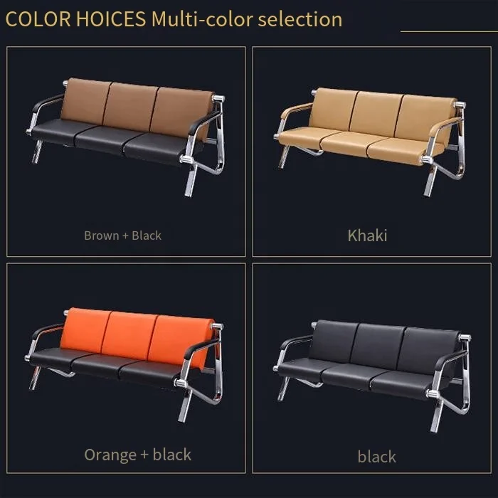 Moderno de alta qualidade estável durável 1.2mm espessura do tubo laminado a frio estrutura de aço couro hospital aeroporto recepção cadeira de espera