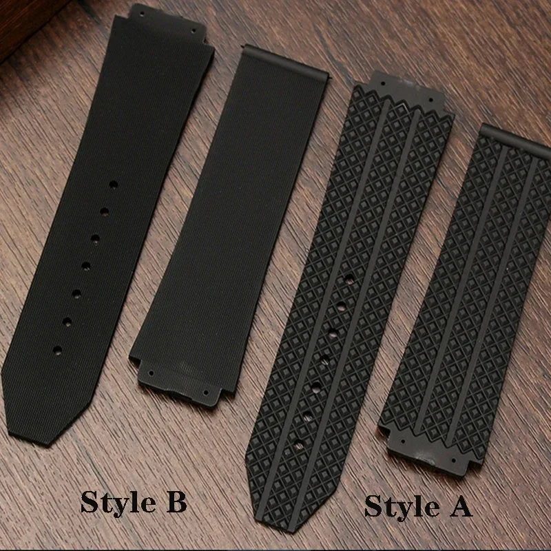 Silicone Rubber Watchband Applicable for Hublot BIG BANG Black Men's Strap 25*19mm Butterfly Buckle Tools Watch Accessories Band