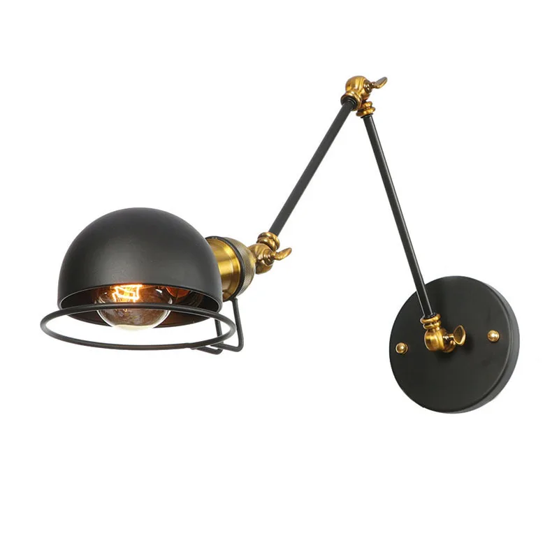 Modern Simple Adjustable Interior Led Wall Lamp White Black for Bedside Study Loft Vintage Swing Arm Reading Light Fixtures E27