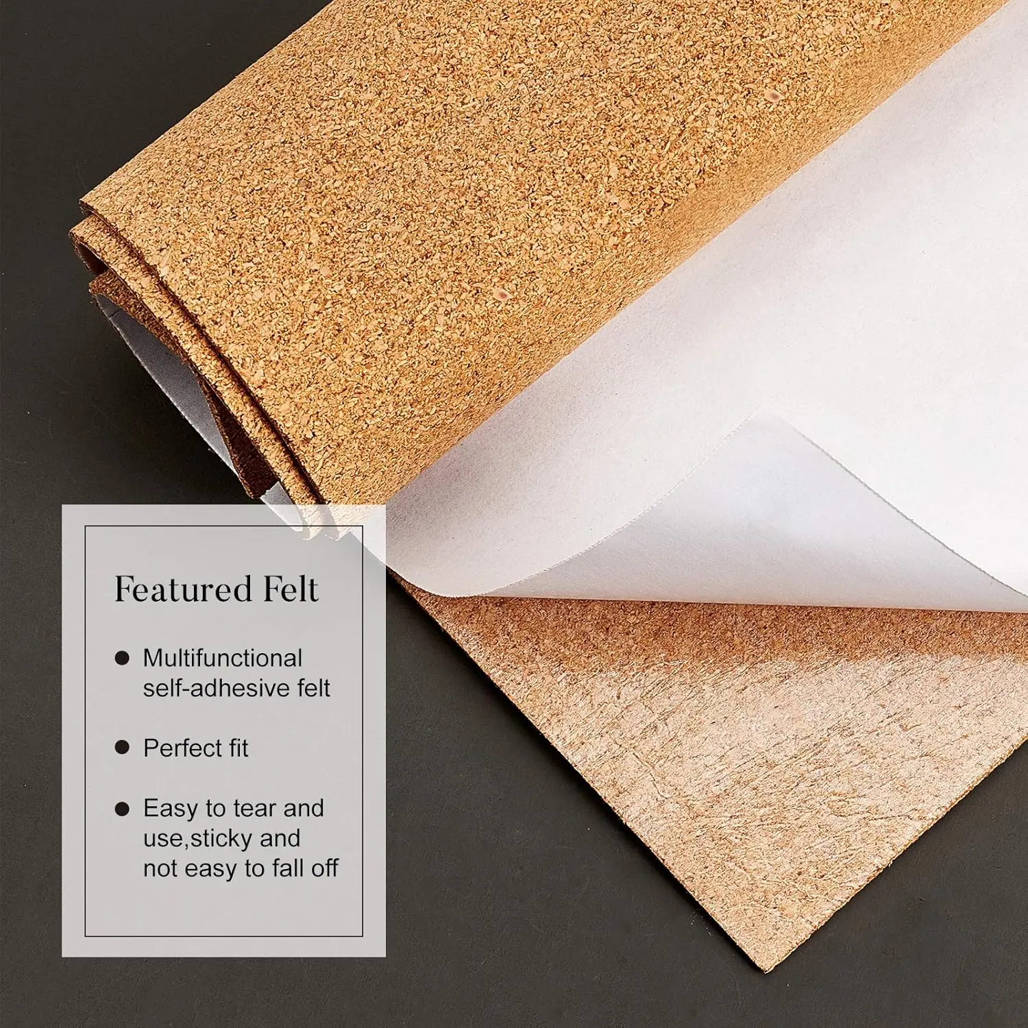 2mm Thick Adhesive Cork Roll Liner, 12x24 Inch Insulation Cork Roll for Bulletin Board, Coasters, Door Signs and Floor Wall