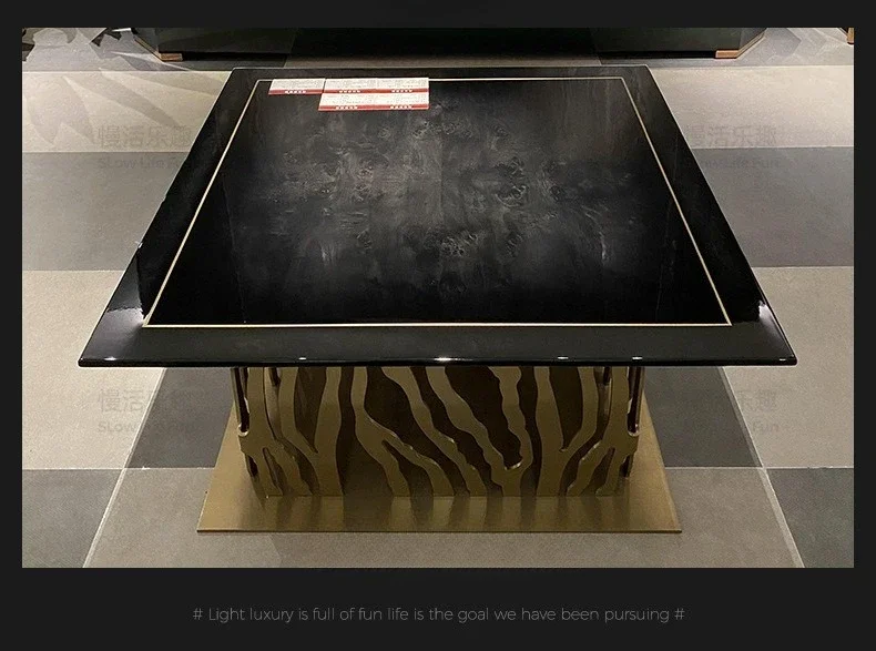 Postmodern stainless steel Italian openwork flower coffee table high-end villa coffee table