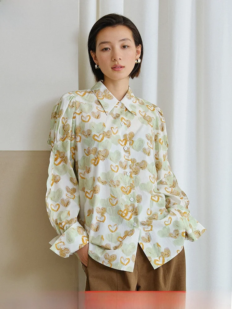 

Ele Slim Fit Long Sve irt Casual Print Women's Faionable Versatile Design Spring 2026 Cotton Youth Casual Sle