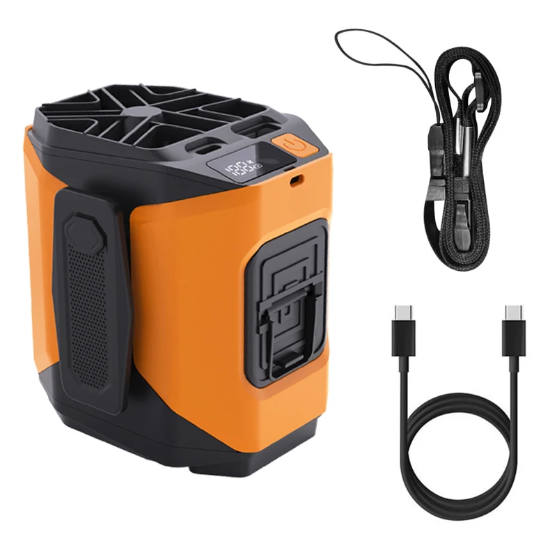 Draagbare tailleventilator 10000 mAh met Power Bank LED-verlichting Hangende nekventilator 5 snelheden Sterke luchtstroom Koelventilator voor werken buitenshuis