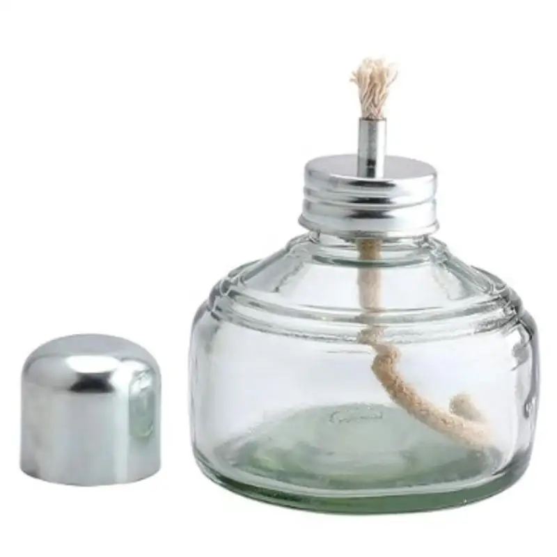 โคมไฟแก้วแก้วแบบพกพาแอลกอฮอลล์เหลว, ตะเกียงแอลกอฮอล์แคมป์ปิ้ง100มล. เครื่องเผาแอลกอฮอล์อุปกรณ์เสริมสำหรับเดินป่าอยู่รอดกลางแจ้ง