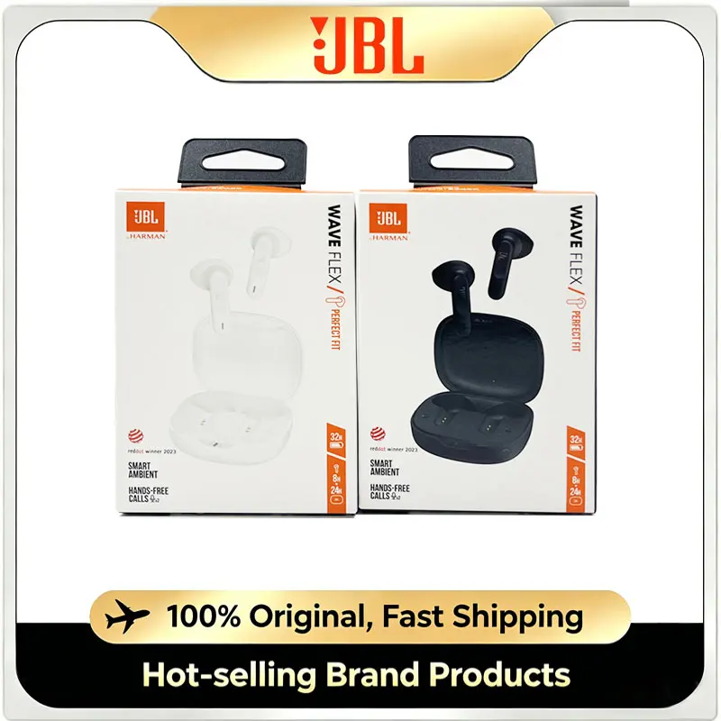 JBL Wave Flex True Wireless Earbuds Bluetooth 5.2 Deep Bass IP54 Waterproof 32H Total Playtime Touch Control Mini In-Ear Headpho