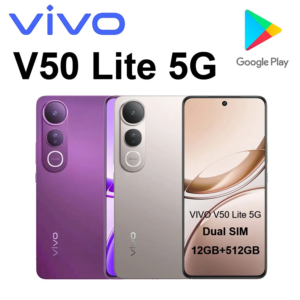 NEW Original Vivo V50 Lite 5G-Durable, Al Feature, Dimensity 6300 global version supports Google 6.77-inch 120Hz AMOLED screen