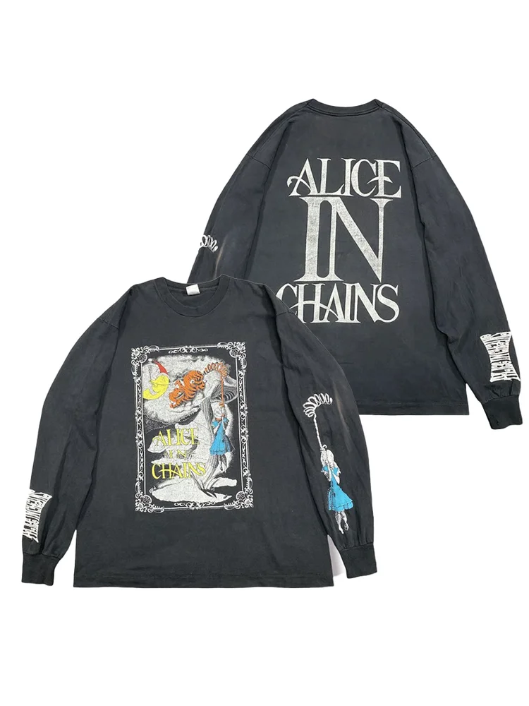 Alice in Chains Long Sleeve Punk Rock T-Shirt Unisex Pure Cotton Breathable Sweat Absorbent Anti-Wrinkle Comfortable Fit T-Shirt