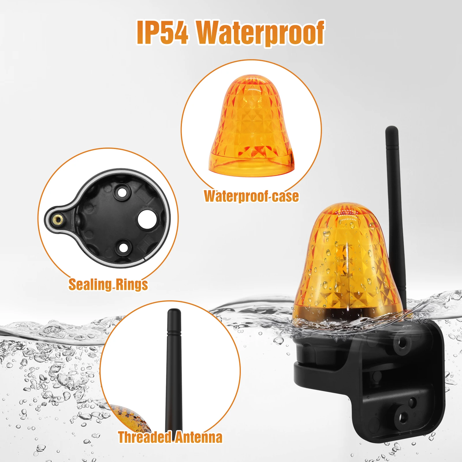 AC/DC LED Gate Flashing Light Lamp Alarm Lamp For Swing Sliding Gate Opener/Barrier Gate Signal Strobe Flashing Lamp(no sound)