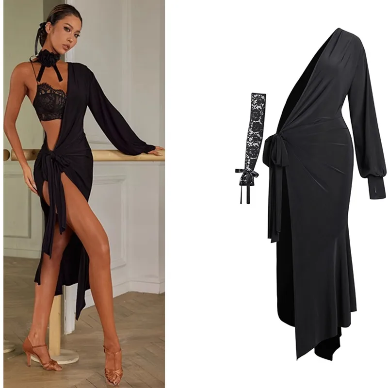 

Latin Dance Dress latin dress blackTango Dress Rumba ChaCha latin dresses woman back cut out 2397