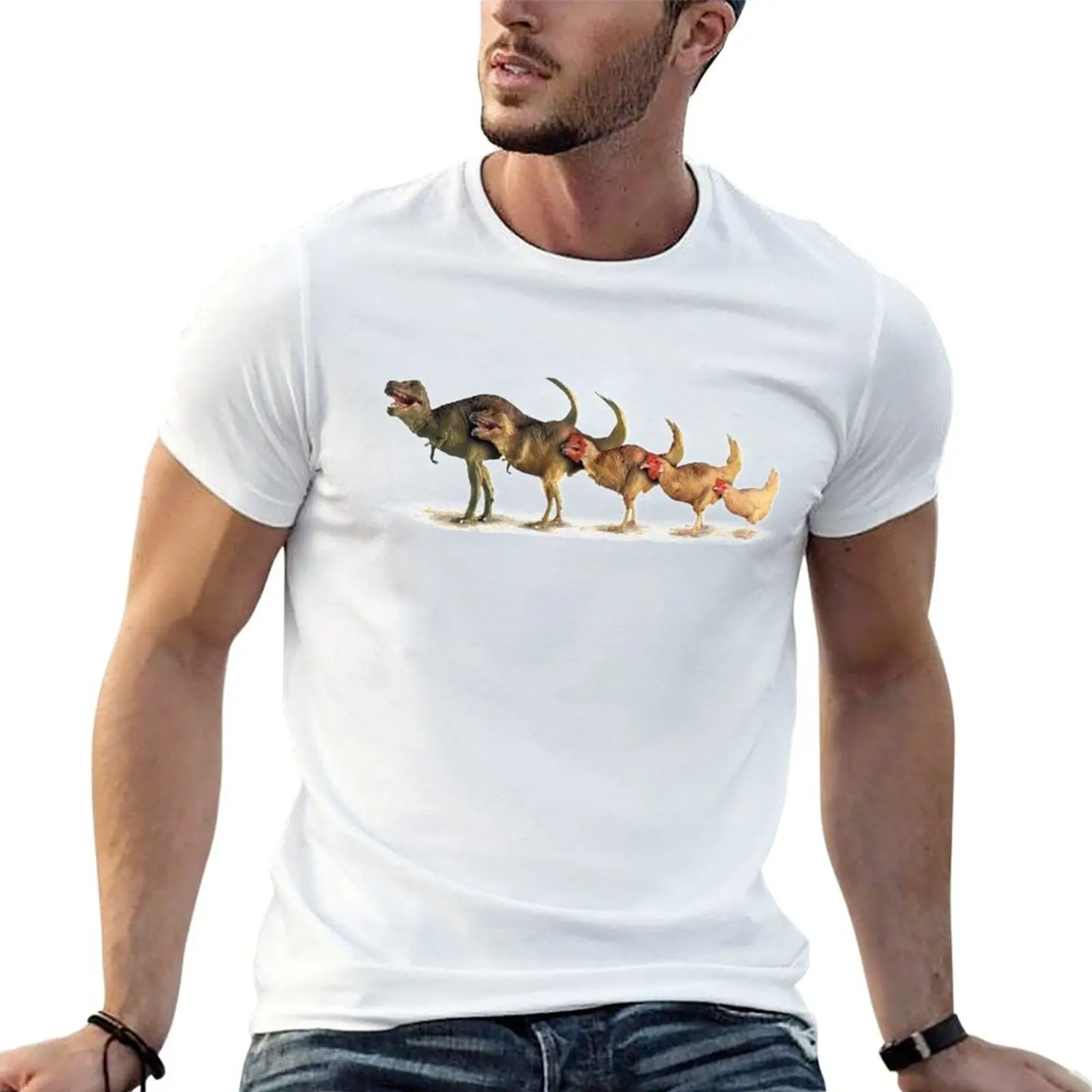 T-shirt avec impression de style urbain « Evolution du dinosaure au poulet »