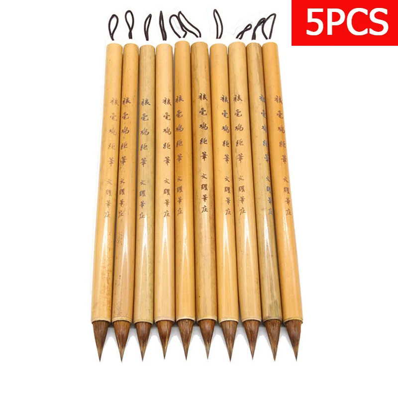 bamboo caligraphy brush canetas cabelo de doninha macio pequeno script regular escrita caneta chinesa classica pcs 01