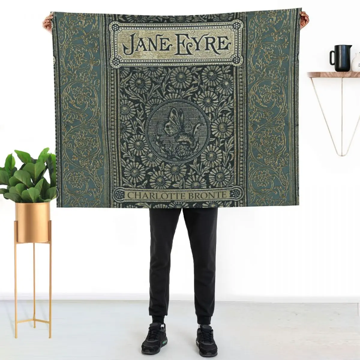 

Jane Eyre Old Book Cover Design Throw Blanket Cozy Light Blanket for Travel Camping Picnic