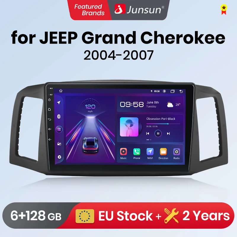 Junsun Wireless CarPlay Android Auto Car Radio For JEEP Grand Cherokee 2004-2007 GPS Intelligent Systems Stereo Multimedia RDS