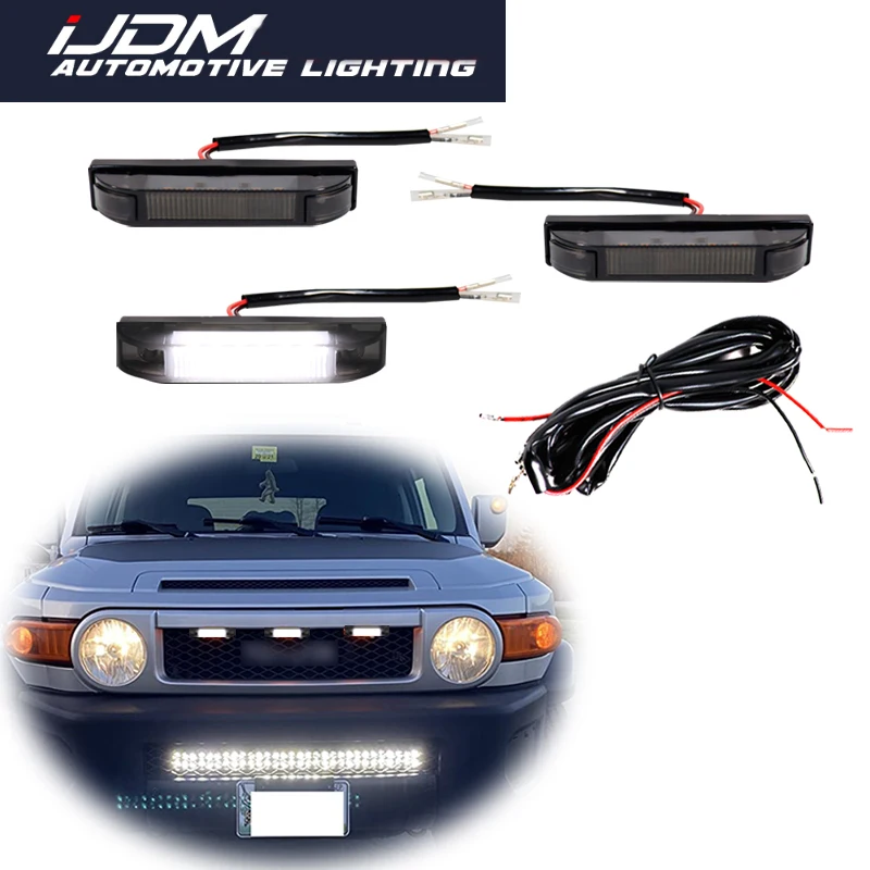 For Toyota FJ Cruiser 2007-2014 Car LED Front Center Grille Mesh DRL Lights Running/Position Lights Parking/Driving Lights Kit