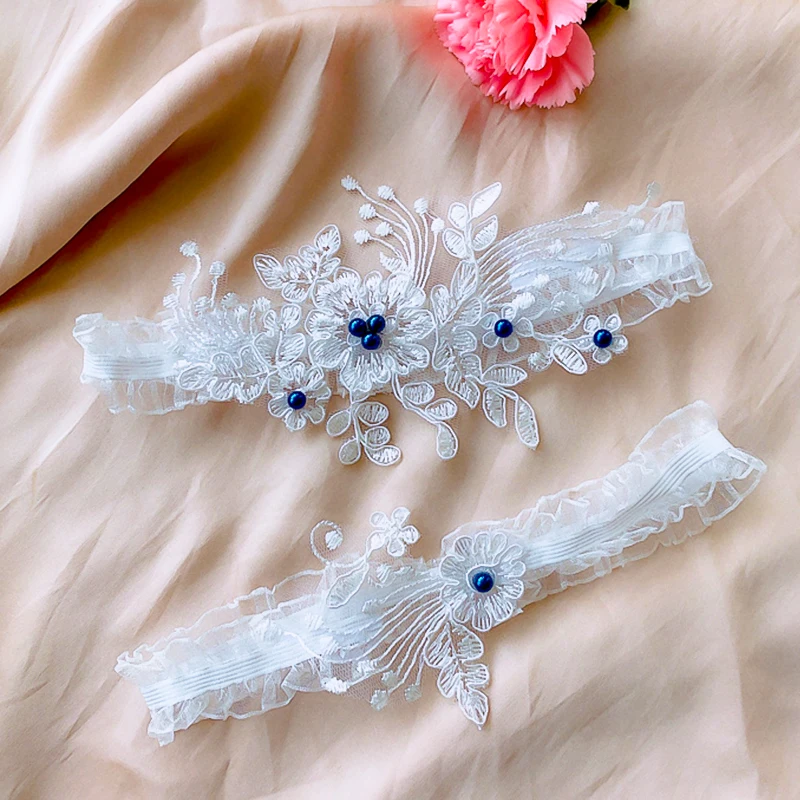 

1pair Wedding Garter Pearl Mesh Lace Leg Ring White Sexy Garters Thigh Ring Bridal Leg Garte Gift For Wife Women Bride