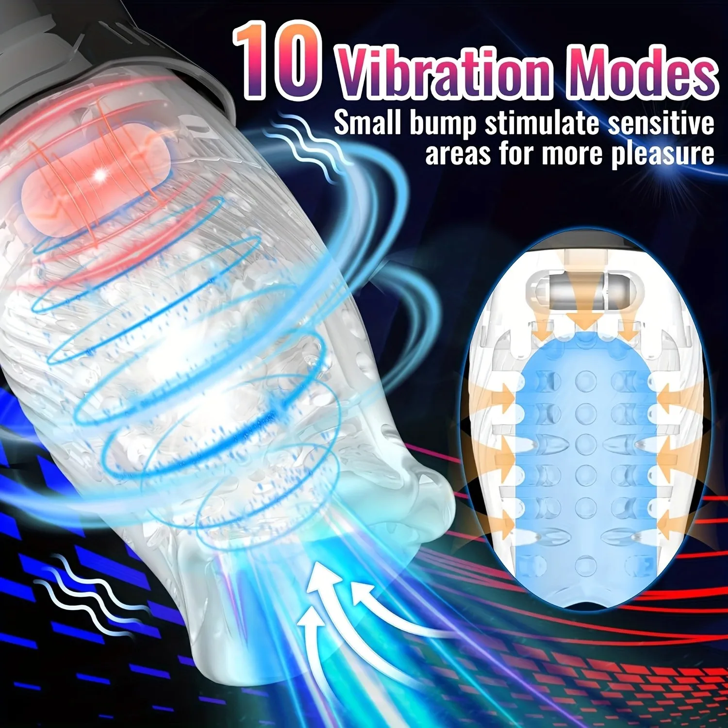 Masturbator Tornado Masturbator 10 Vibration 5 Rotation Transparant Sleeve Oral Sex Delay Endurance Masturbation Cup Sex Toys 18