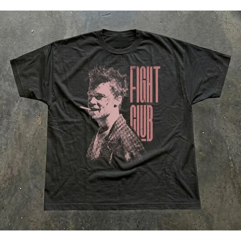 Fight Club Film Grafik T-Shirt für Männer und Frauen Vintage Retro Print Lässiges Kurzarm-Shirt Tyler Durden Film-Fan Streetwear Oberteil – Detail 2