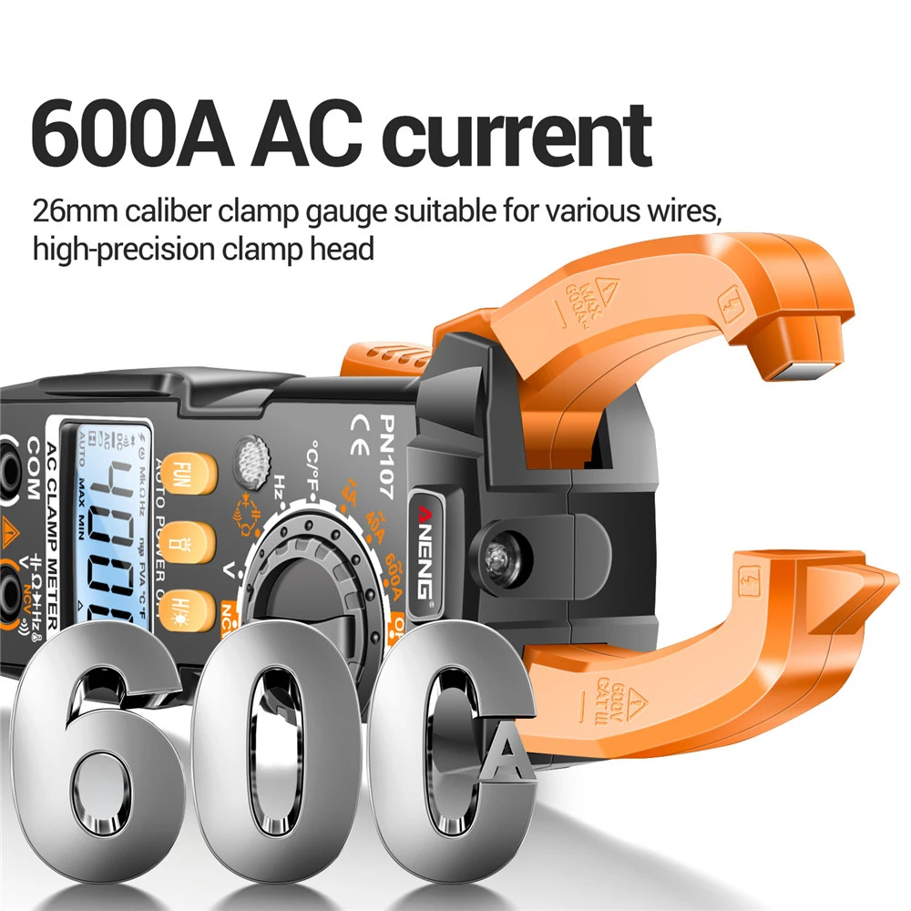 Digital Clamp Meter 600A AC Current Tester 4000 Counts Multimeter Electrical Tester LCD Display Professional Electrician Tools