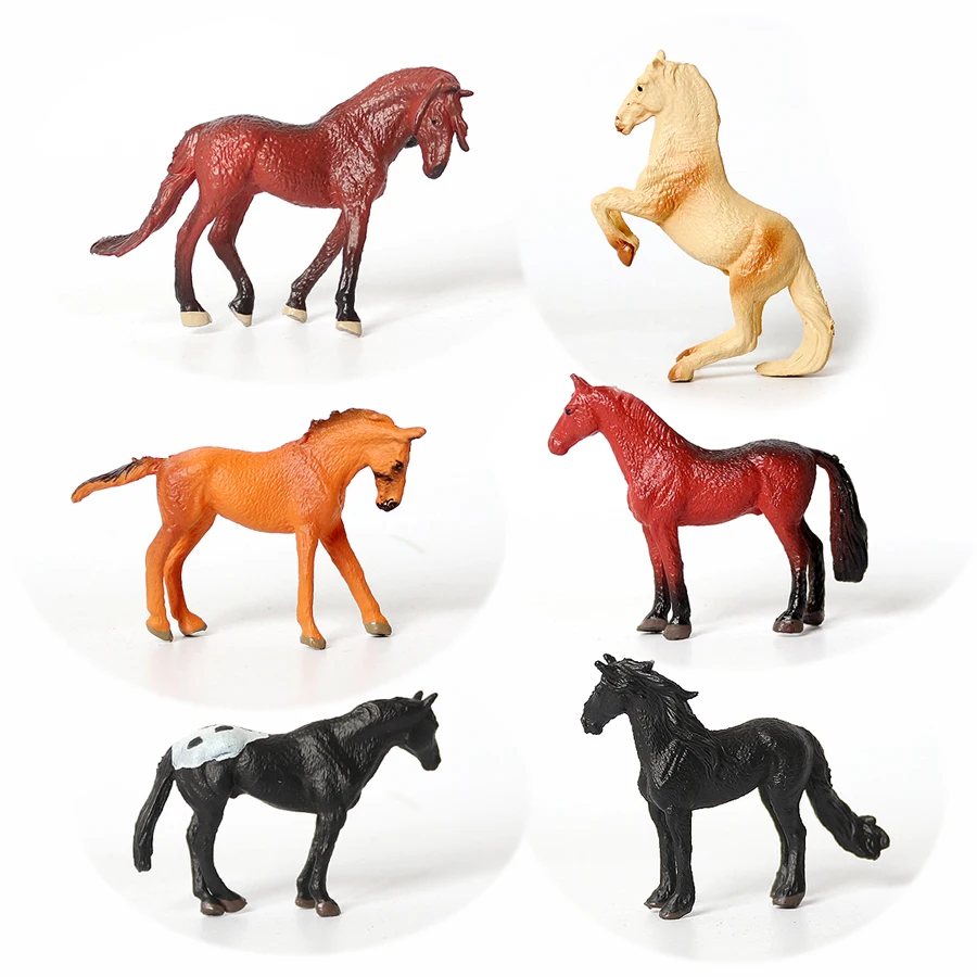 18 PCS Plastic Mini Horse Pony Figures Farm Animal Horses Figurines Horse Foal Toys Cake Topper Party Favor for Boys Girls