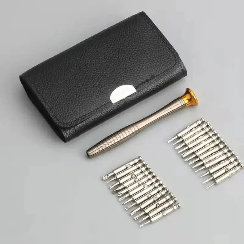 25‑in‑1 Precision Screwdriver Set with Portable Leather Pouch, Mini Electronic Repair Disassembly Tools Kit for Phone, Laptop, W