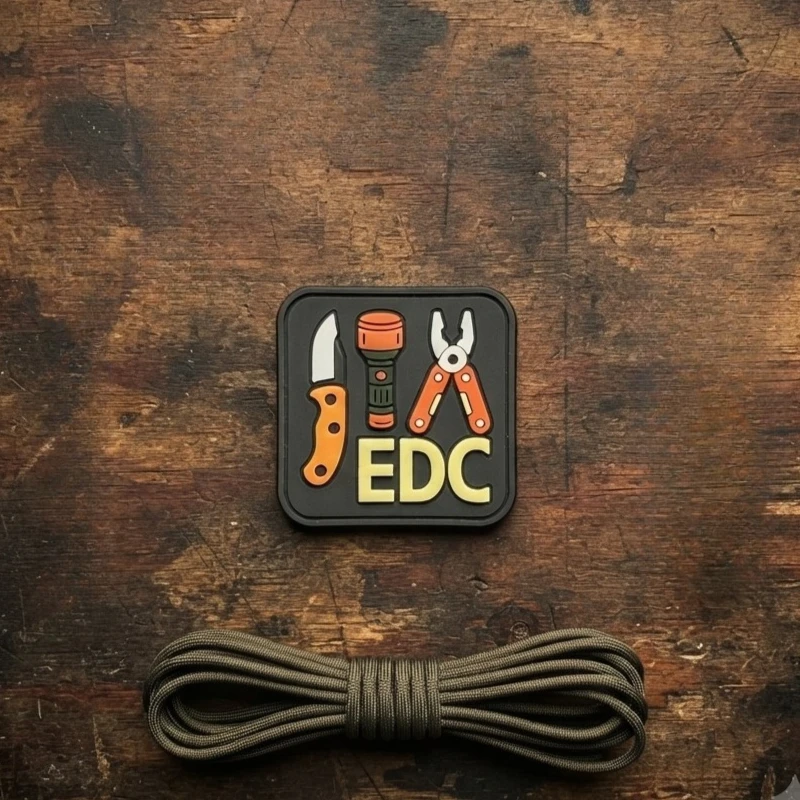 EDC Tools PVC Patch 4.5cm Square Knife Flashlight Multitool Rubber Hook & Loop Patch Tactical Backpack Vest DIY Decorative Badge
