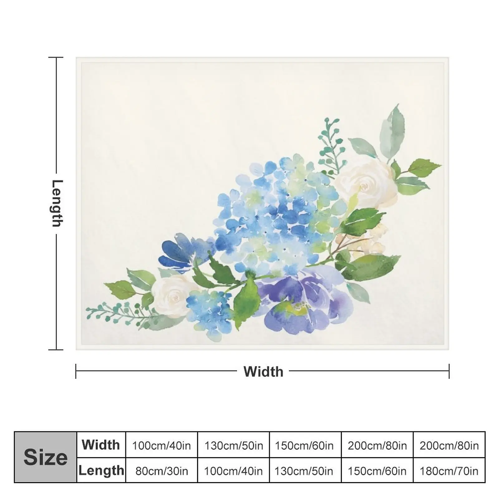 Blue Watercolor Hydrangea Throw Blanket cosplay anime manga Blankets