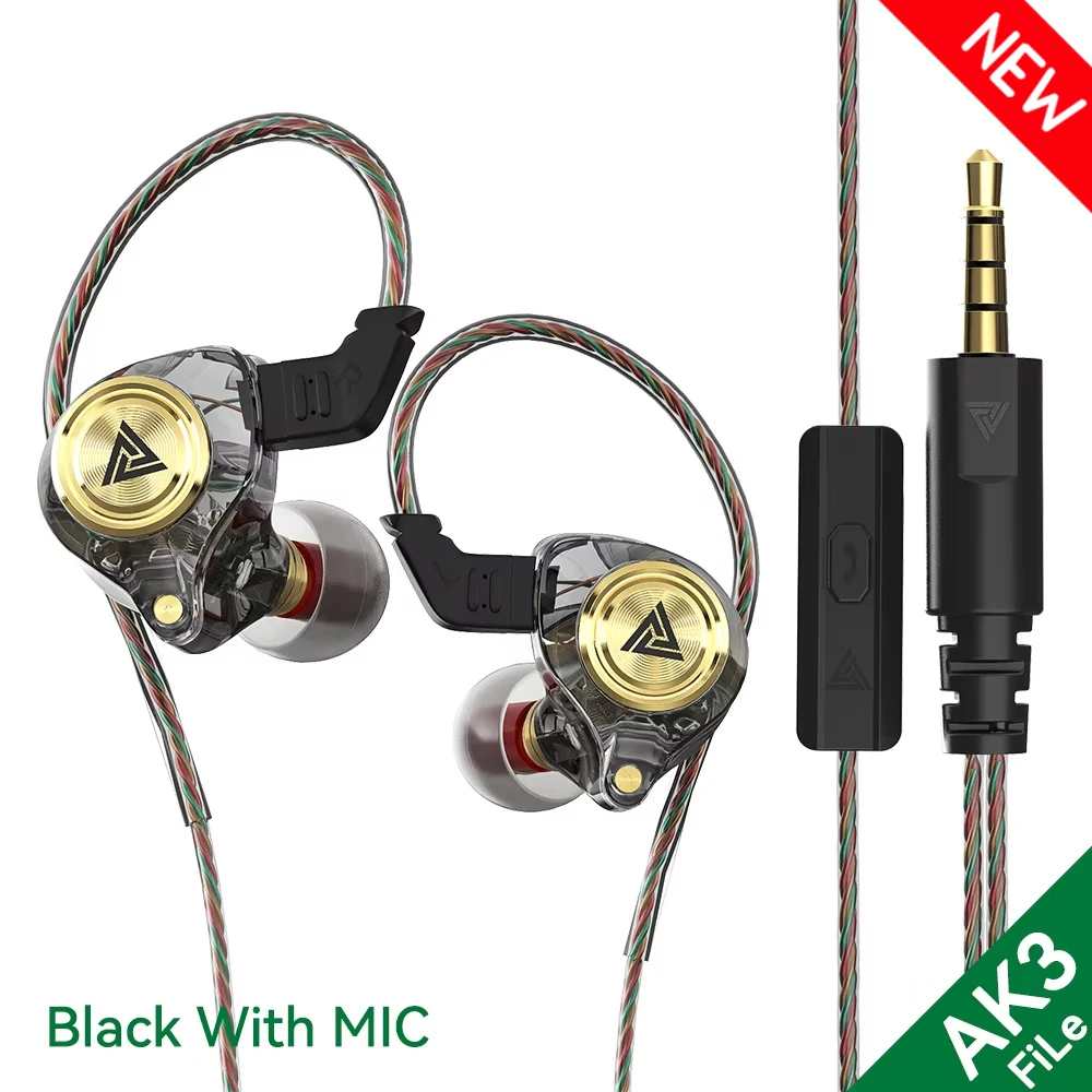 QKZ AK3 FiLe Wired Earphone with Microphone HiFi Music Monitor