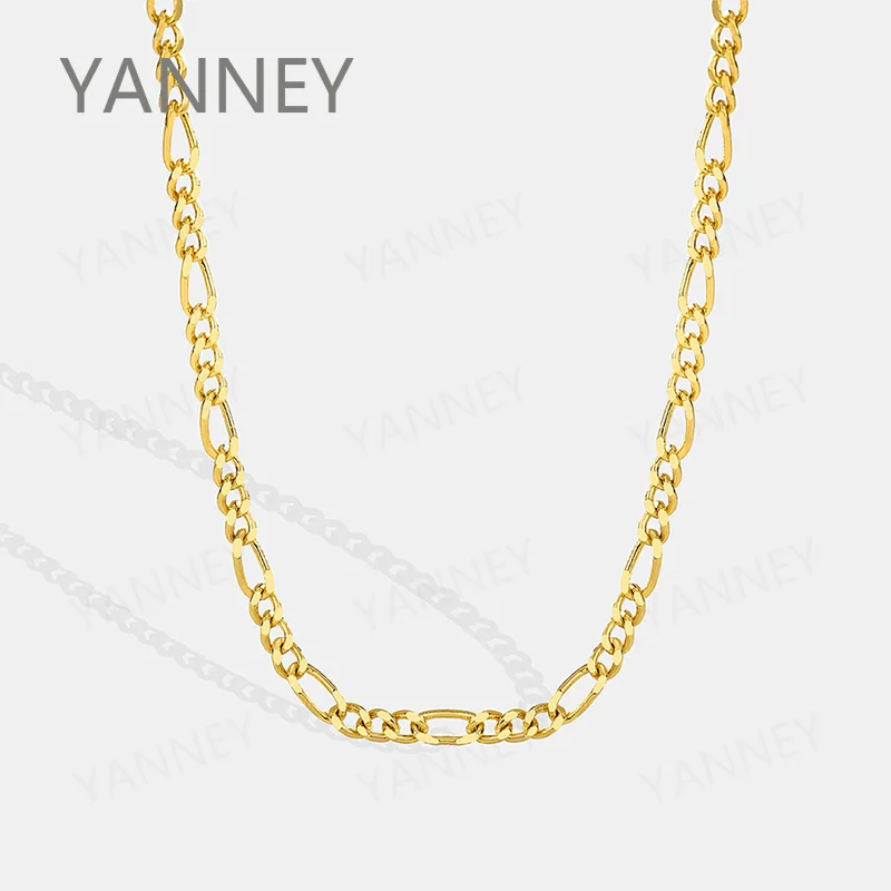4mm925 Silver 18K Gold Figaro Necklace Punk Men and Women Party Gifts Christmas Gifts