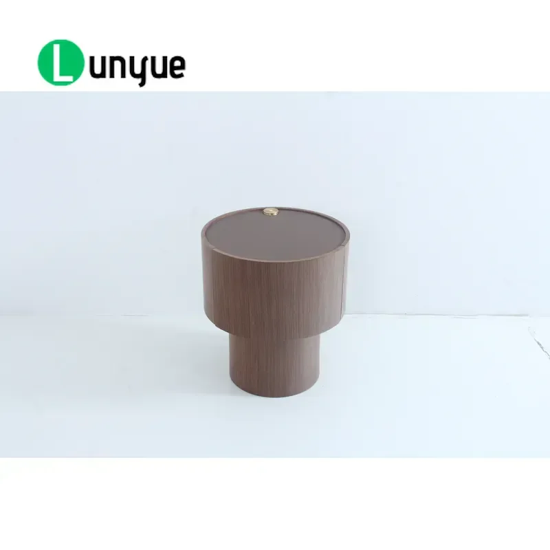 Modern Simple Veneer Bedside Table with Touch Sensitive Height Adjustable LED Light for Bedroom Nightstand Storage Furniture
