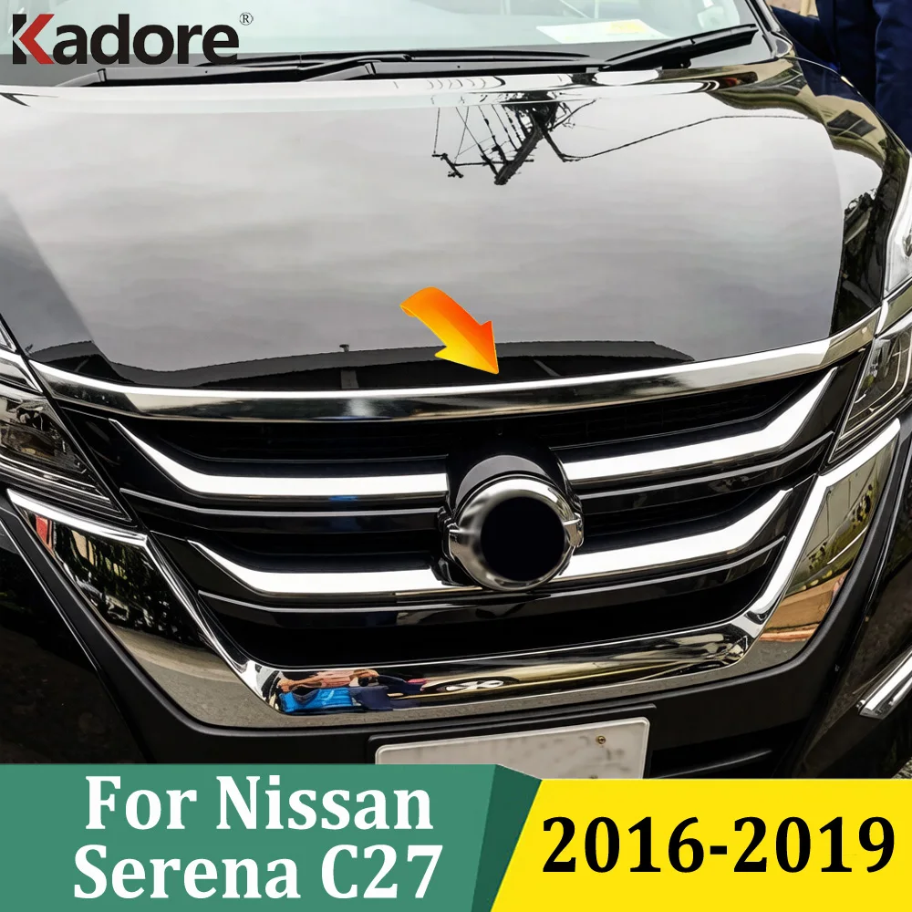 

For Nissan Serena C27 2016 2017 2018 2019 ABS Chrome Front Engine Grill Hood Cover Trim Exterior Car Styling Accessories