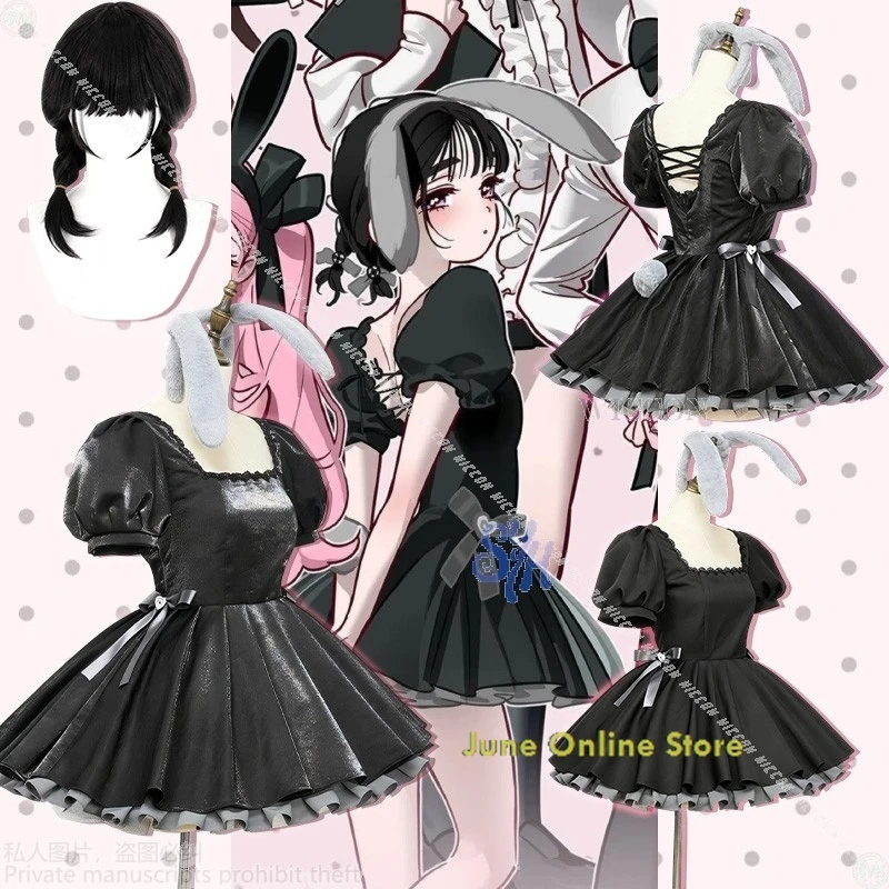 Vestido de Halloween Anime ALIEN STAGE Cosplay Sua nuevo disfraz pequeño vestido negro uniforme de rendimiento sin espalda disfraz adulto