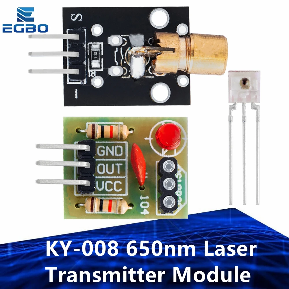 EGBO KY-008 650nm Laser Transmitter Module with Laser Sensor Module Non-Modulator Tube Laser Receiver Module Kit