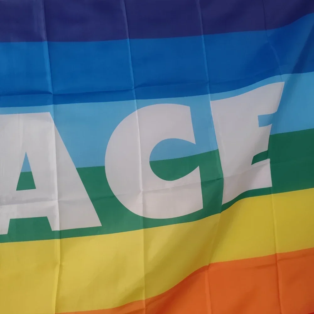 World Peace Pace Rainbow 1961 Flag 2x3ft 3x5ft Polyester Four Hole Banner for Outdoor Decor Room Aesthetic