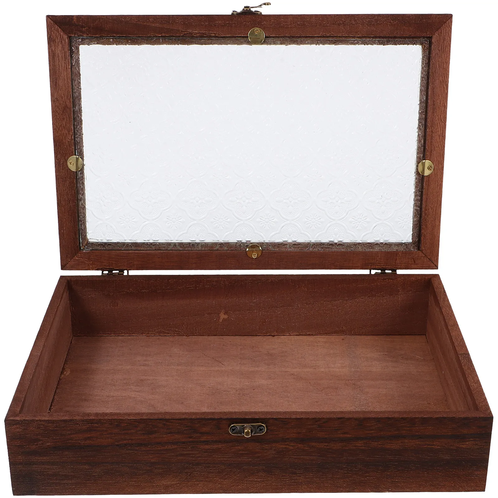 Caja de Joyería de Madera con Tapa de Cristal, Diseño Vintage de Flor de Crabapple, Organizador Grande con Cajones para Té, Cosméticos, Almacenamiento Decorativo de Madera