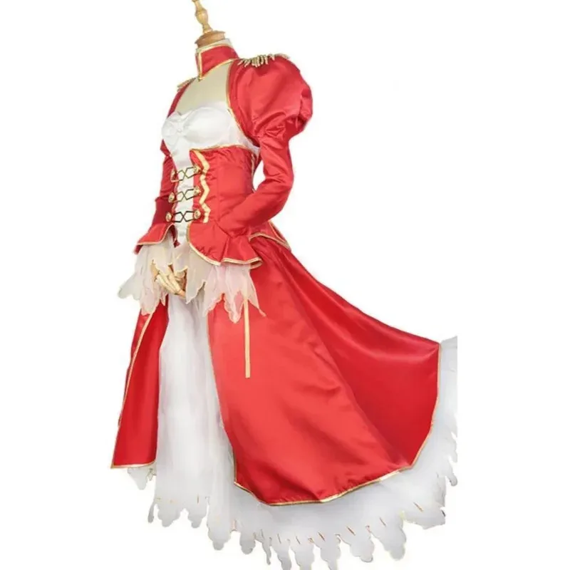 Juego de Anime Fate Extra Nero Claudius César Augustus Germanicus disfraz de Cosplay vestido de noche rojo falda de hilo peluca mujer conjuntos sexys;