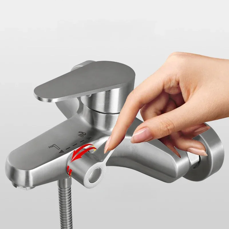

Bathroom Shower Faucet 304 Stainless Steel Mixer Tap Hot and Cold Bathroom Mixer Mixing Bathtub Faucet Shower Faucets Set