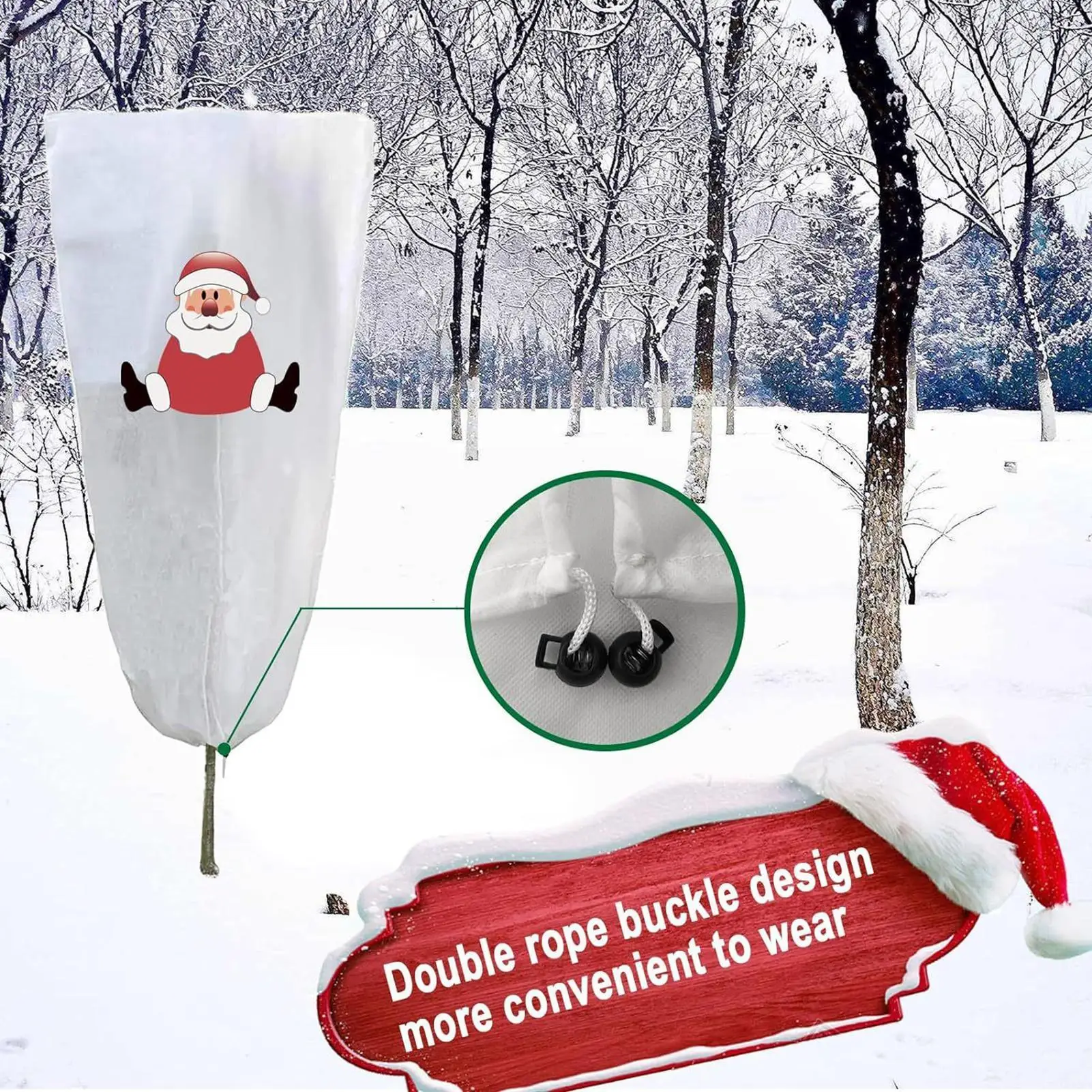 Plant Covers For Winter Breathable Blanket Snow Barrier Christmas Theme Cover For Plants In Winter Freeze For Tree Rose Shrub