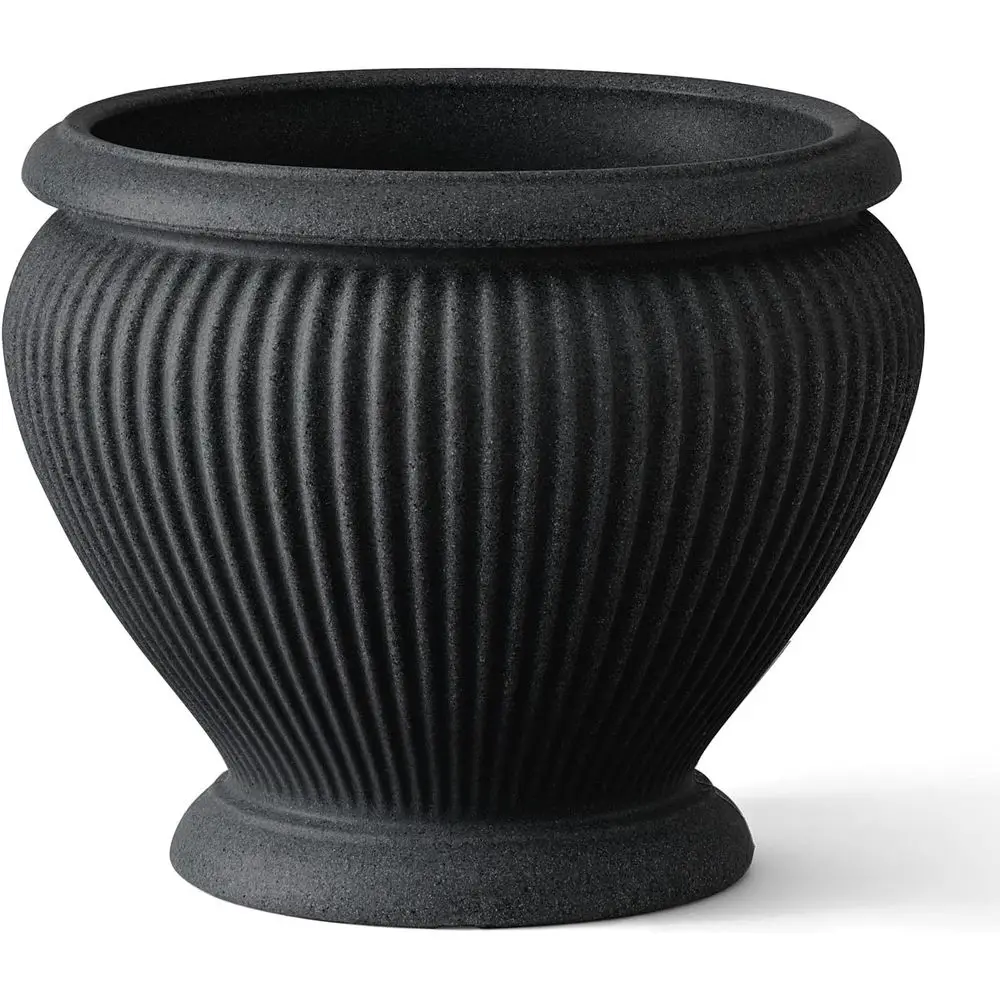 

18 Polyresin Cannes Urn Planter - Classic Black Finish, Durable and Weatherproof for Indoor/Outdoor Use
