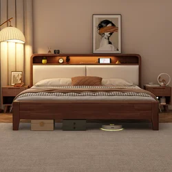 Nordic Queen Double Bed Frame Designer Modern Storage Sleeping Full Size Bed Frame Wood Multifunctional Cama De Casal Furnitures