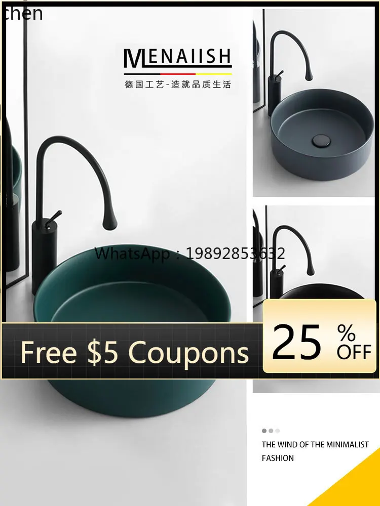 

Countertop Basin Round Wash Basin Small Size Mini Balcony Ceramic Face Washing Basin