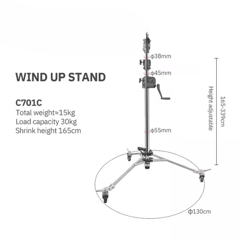 Multifunctional light stand film and television foldable heavy-duty shooting camera hand crank tripod