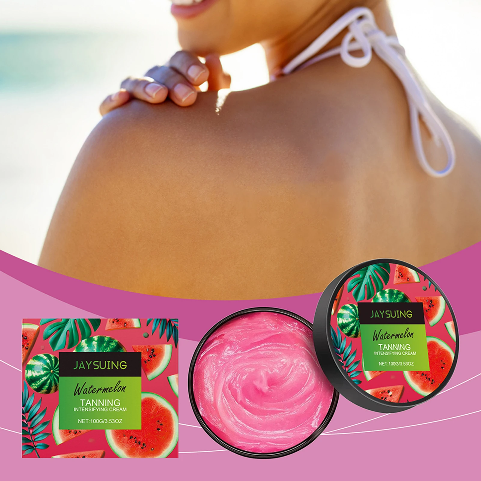

100g Watermelon Tanning Intensifying Cream Shine Brown Tanning Accelerator Fast Dark Bronzing Cream For Women Men