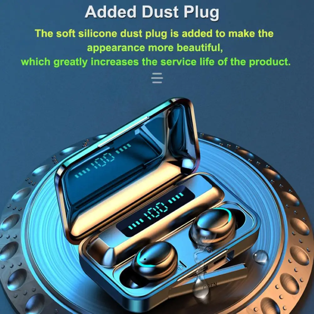 หูฟังไร้สาย F9-5C TWS LED ดิจิตอล Bluetooth 5.0หูฟังกีฬา
