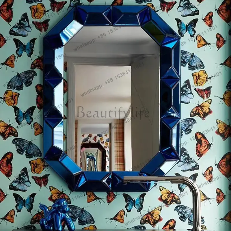 Light mirror, red sun, glass flower, luminous wall-mounted sink, cloud light luxury master bedroom dressing mirror